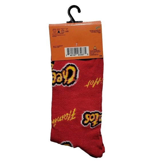 3/$20 Flamin Hot Cheetos Crew Crazy Socks Mens Womens Red Unique Fun - Picture 5 of 5